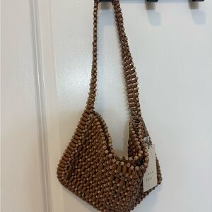 a new day Tan Beaded Shoulder Bag